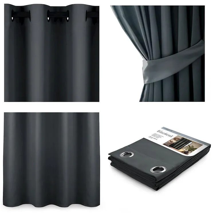 Draperie BLACKOUT AMELIA grafit 140 x 245 cm 2 buc