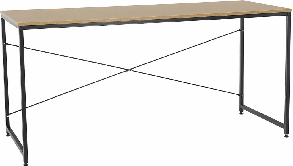Masa birou MELLORA, stejar/negru, DTD laminat/metal, 150x60x72 cm