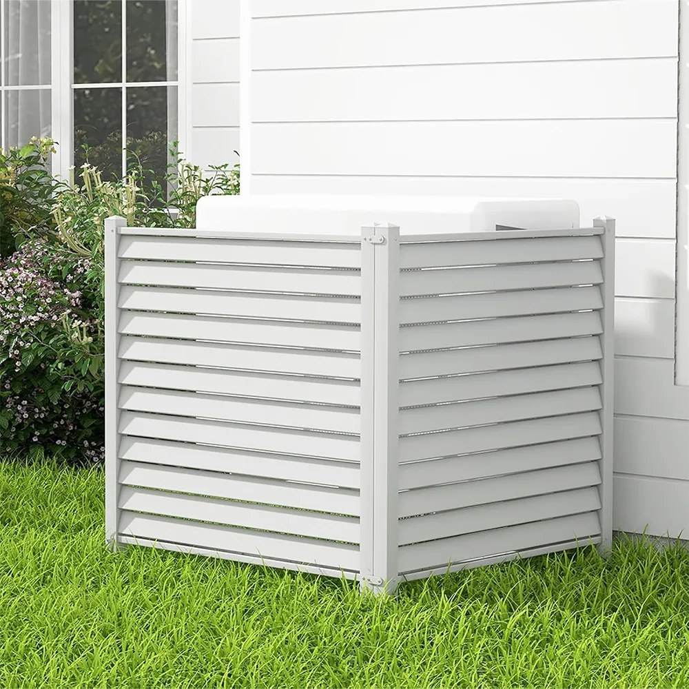 Panou de gard cu țăruș, 122x122 cm, set 2 bucăți, alb