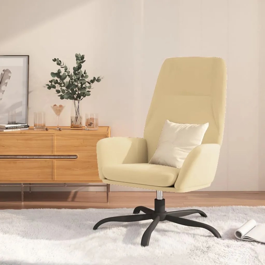 341375 vidaXL Scaun de relaxare, alb crem, catifea