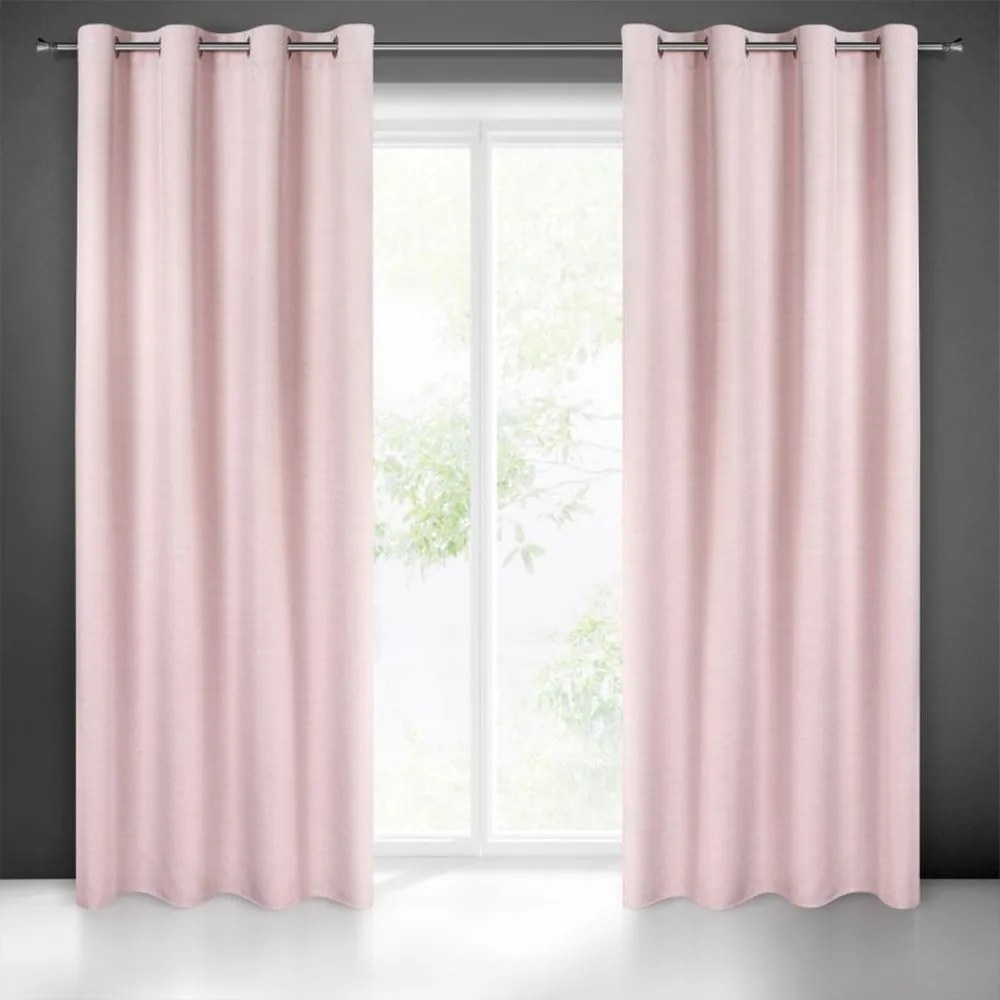 Perdea decorativă roz cu inele de agățat Lungime: 250 cm