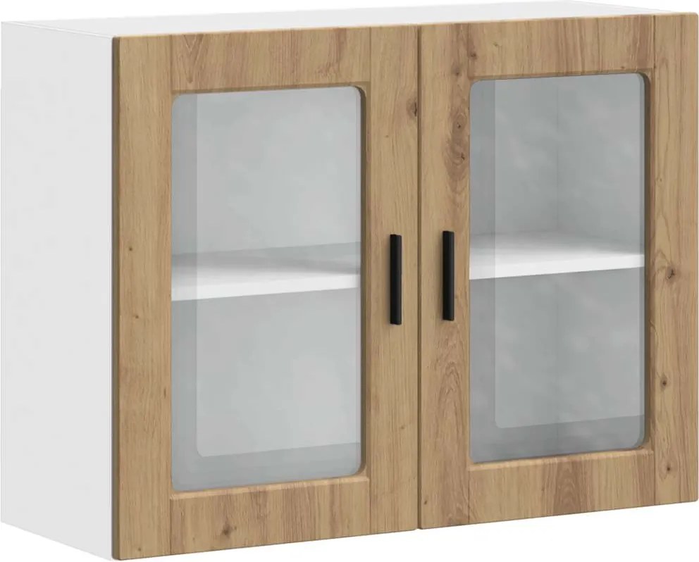 vidaXL Dulap de bucătărie cu ușă sticlă din stejar artizanal „Porto”.