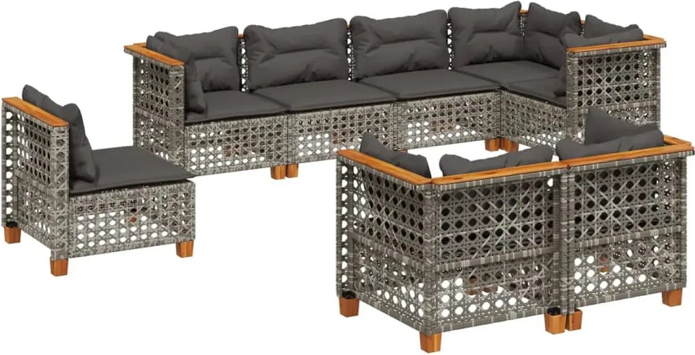 vidaXL Set canapele de grădină cu perne, 8 piese, gri, poliratan