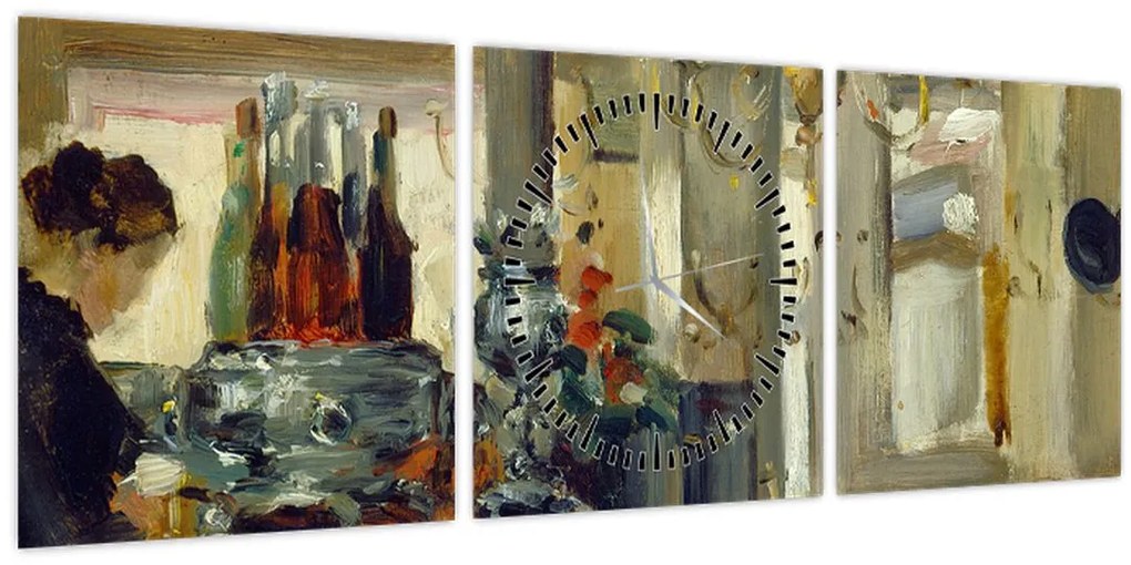 Tablou - Style of Edouard Manet, Bon Bock Cafe, reproducere (cu ceas) (90x30 cm)
