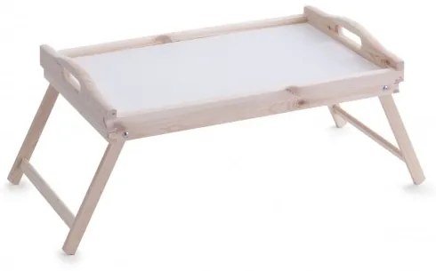 Masuta pliabila servire pat, Natural, din lemn de pin, L50xl30xH24,5 cm