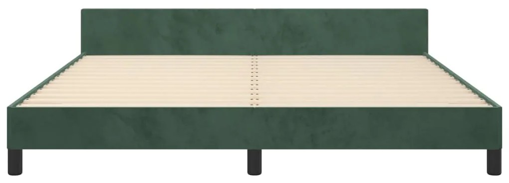 Cadru de pat cu tablie, verde inchis, 160x200 cm, catifea Verde inchis, 160 x 200 cm, Benzi verticale