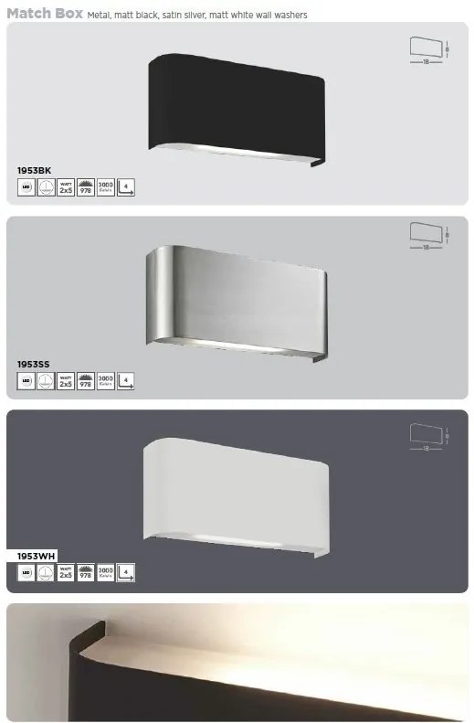 Aplica de perete cu lumina ambientala LED Match Box alb