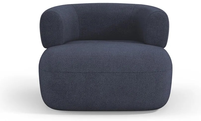 Fotoliu albastru închis cu tapițerie din stofă bouclé Jenny – Micadoni Home