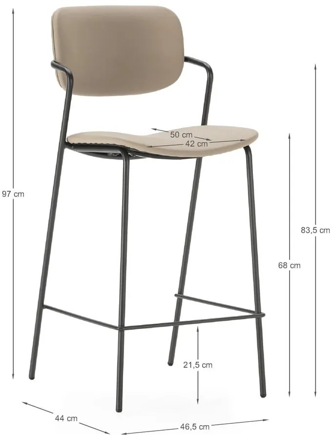 Scaune de bar bej 2 buc. (înălțime șezut 68 cm) Maika – Marckeric