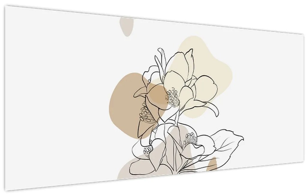 Tablou - Flori bej cu fluture N⁰1 (120x50 cm)