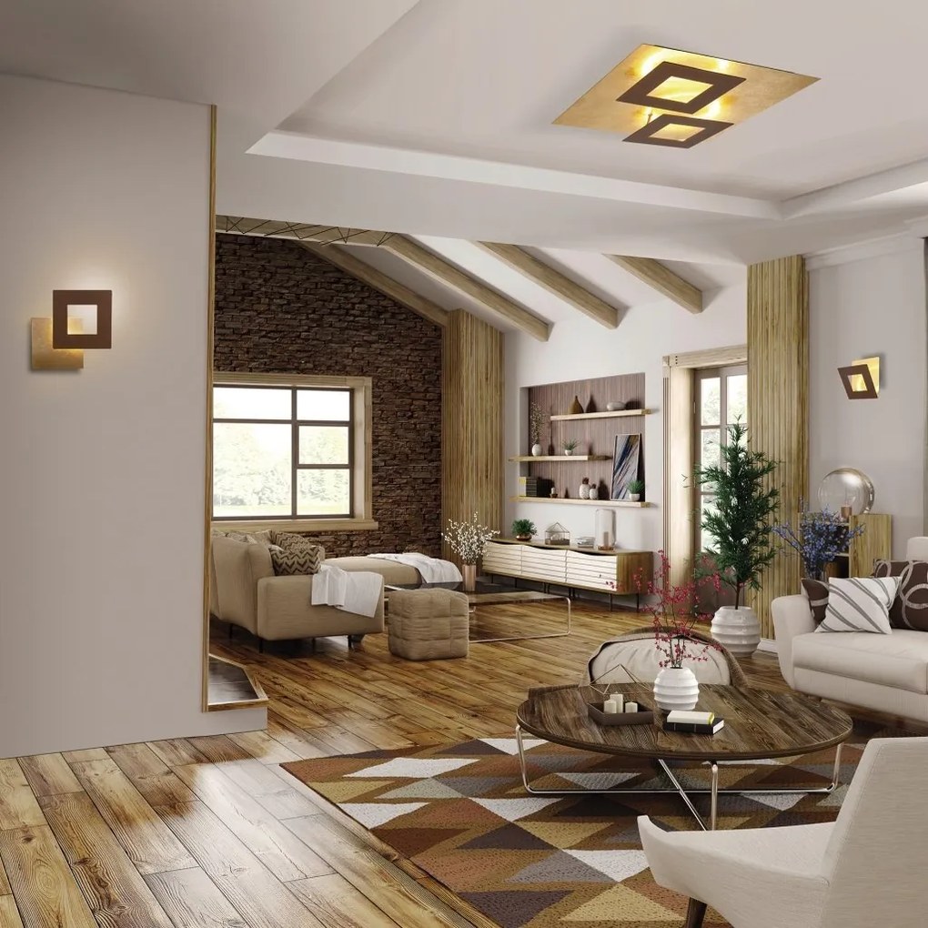 Aplica de perete LED design ambiental DALIA 22x22cm, corten/ auriu
