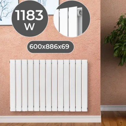 Radiator orizontal, conexiune centrală, 600 x 886 x 69 mm