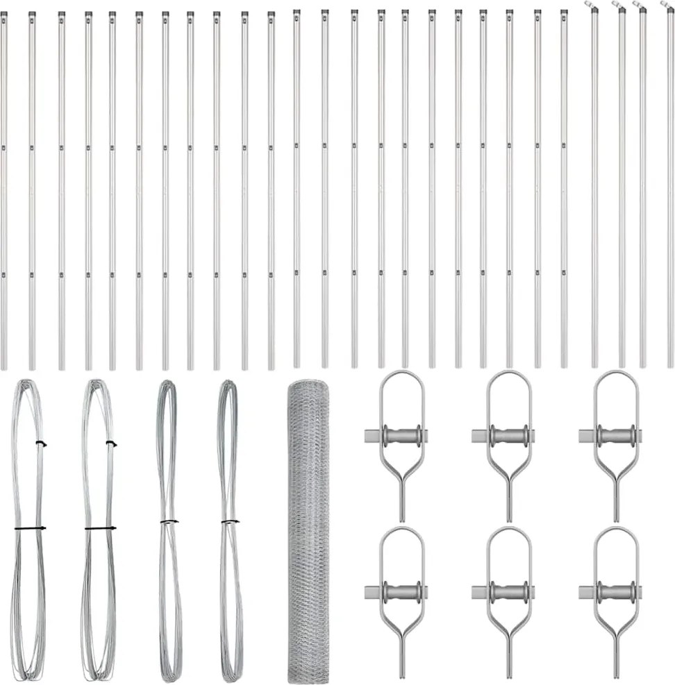 vidaXL Stâlp de gard. Argintiu 50 x 1,4 m ( plasă 13 mm) Oțel