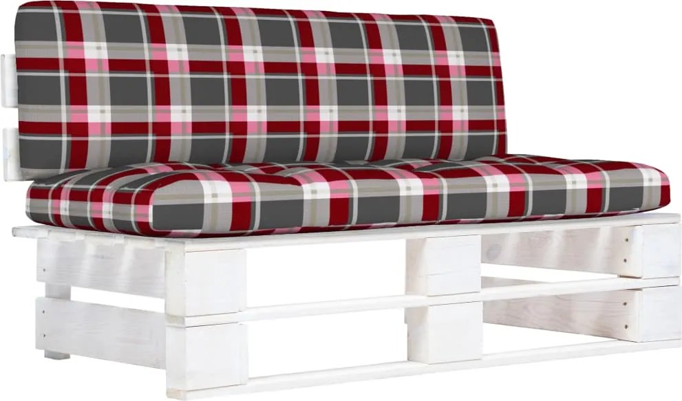 vidaXL Canapea de mijloc de grădină din paleți, alb, lemn pin tratat