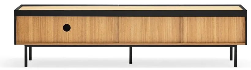 Masă TV neagră/în culoare naturală cu aspect de lemn de stejar 180x45 cm Arista – Teulat