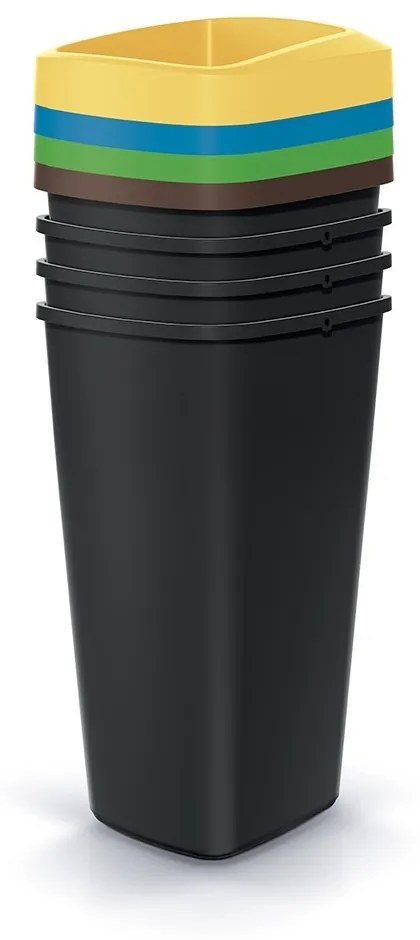 Set pubele pentru deseuri sortate, patrate, 4 x 25 l, colorate