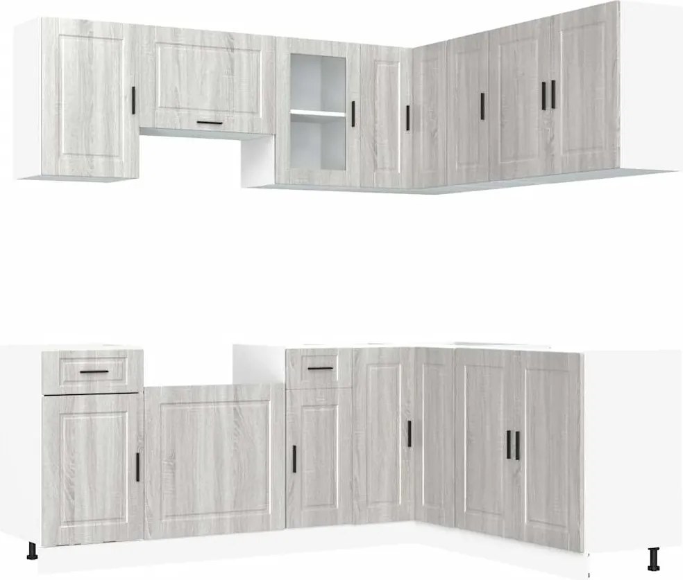 vidaXL Set de dulapuri de bucătărie 11 piese „Porto” lemn Sonoma gri