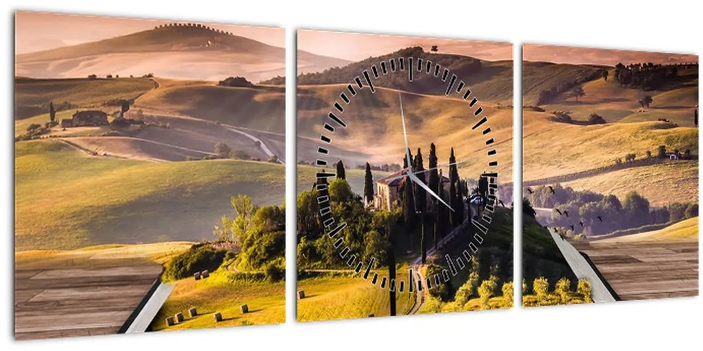 Tablou cu peisaj în carte (cu ceas) (90x30 cm)