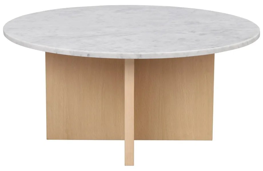 Măsuță de cafea albă/în culoare naturală rotundă din marmură 90x90 cm Brooksville - Rowico