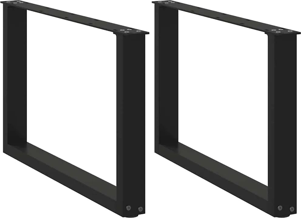 vidaXL Picioare pentru măsuță de cafea în formă de U, 2 buc., negru, 60x(42-43) cm, oțel