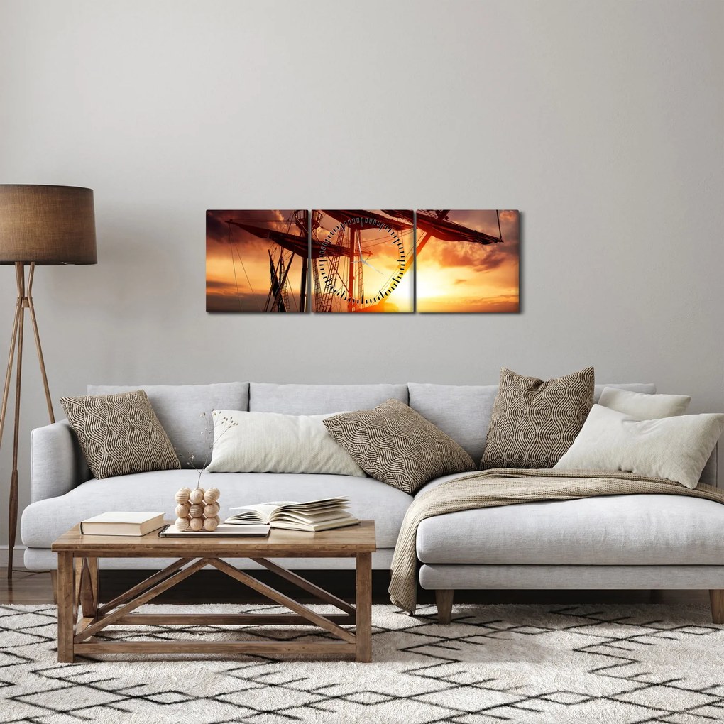 Tablou - Navă de pirați veche (cu ceas) (90x30 cm)