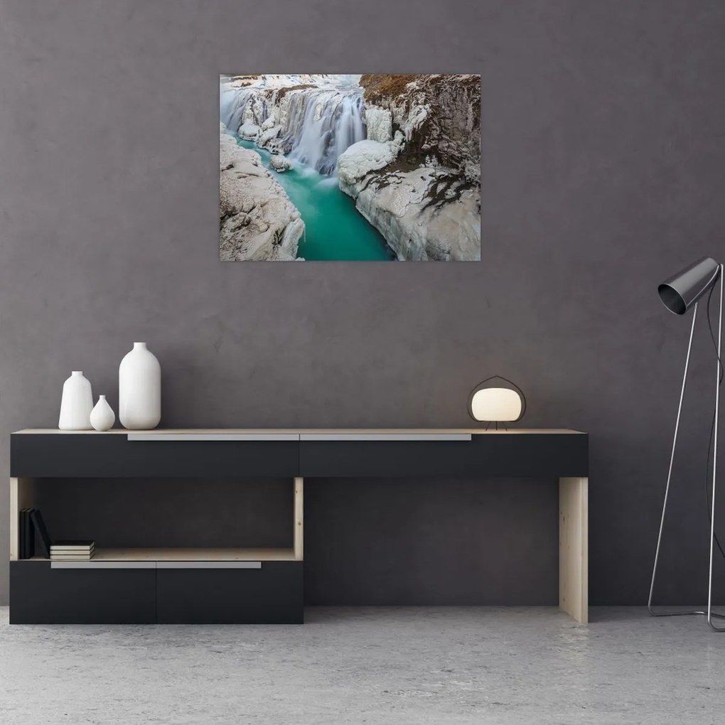 Tablou pe sticlă - Natura islandeză (70x50 cm)