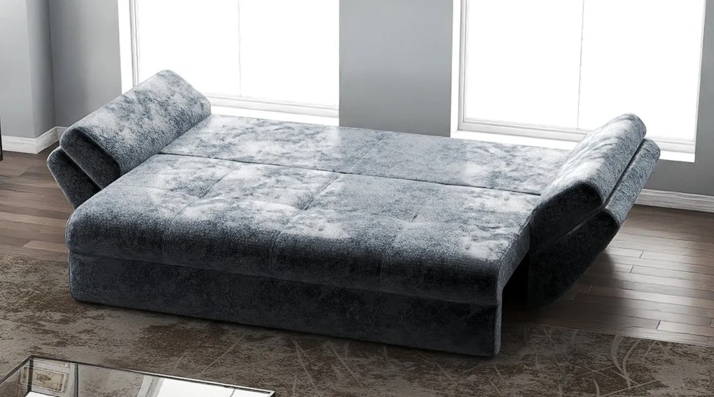Canapea extensibilă dumonde cu ladă de depozitare si sezut confortabil din spuma high-density, Loana Euphoria Grafit 250x100 cm