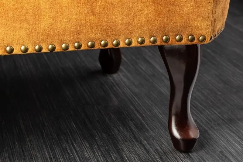 Pat de zi/ Canapea relax clasica stil englezesc Chesterfield galben mustar