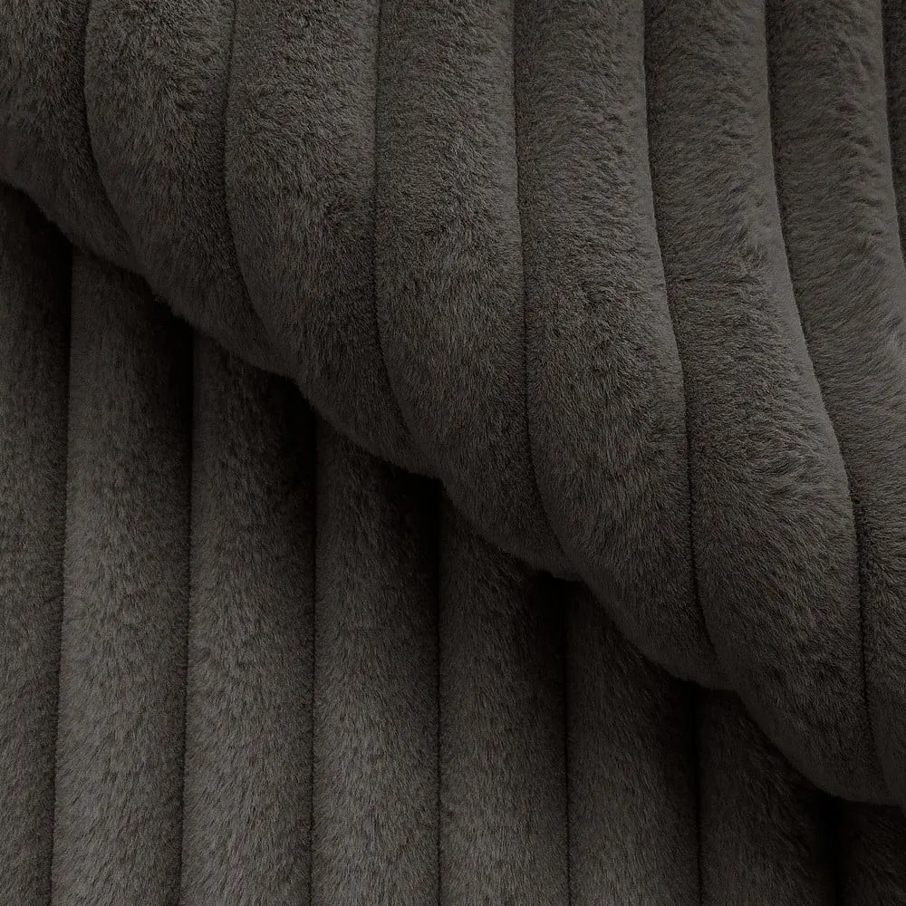 Colțar gri închis extensibil/cu spațiu de depozitare cu tapițerie din catifea reiată (în formă de "U") Sarina – Ropez