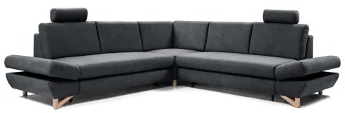 Colțar extensibil tapițat AVESTA, tip L, cu spațiu de depozitare, antracit