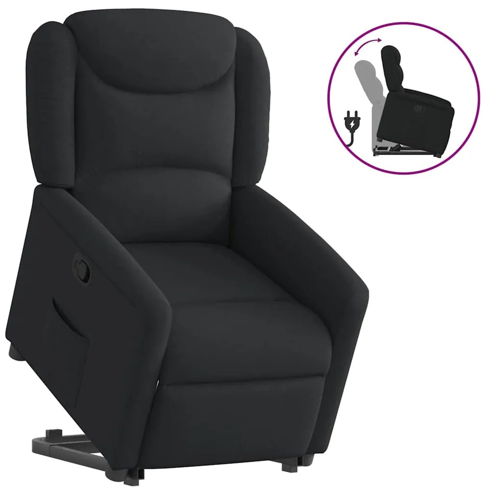 vidaXL Fotoliu rabatabil cu ridicare pe verticală, negru, textil