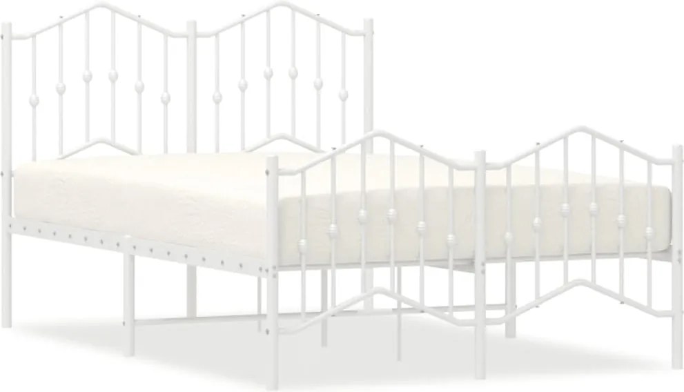 vidaXL Cadru pat metalic cu tăblie de cap/picioare , alb, 120x190 cm