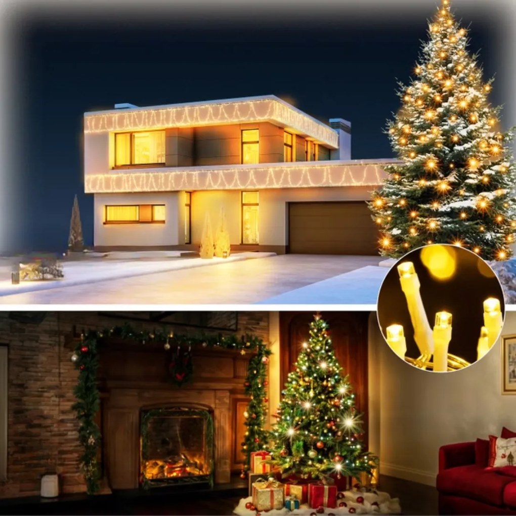 Șir luminos de Crăciun SIMPLE, 60m, alb cald Monzana