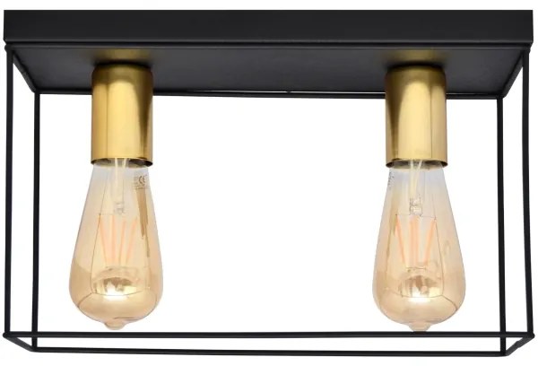 Plafonieră FINN 2xE27/15W/230V negru/auriu