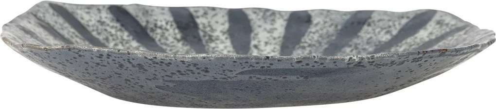 Platou de servire din ceramică, gri, model soare pictat manual, glazură reactivă, 6 x 32 cm, „Ramie”