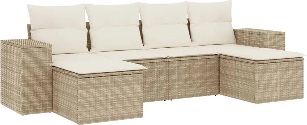 vidaXL Set canapele de grădină cu perne, 6 piese, bej, poliratan