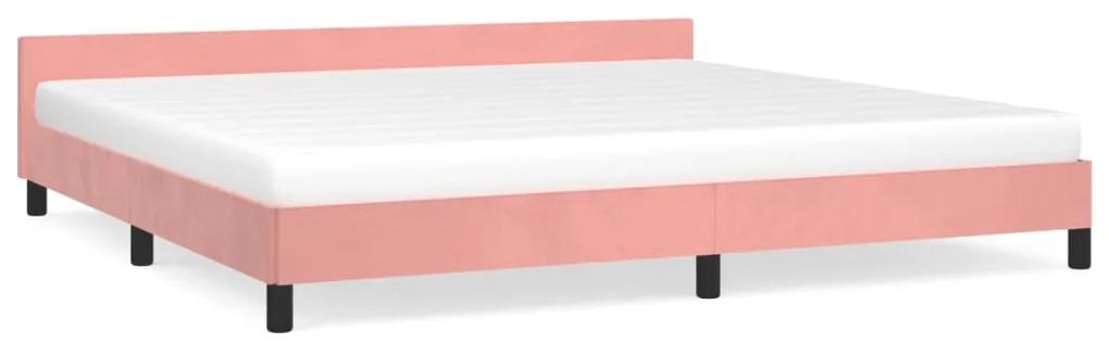 347596 vidaXL Cadru de pat cu tăblie, roz, 200x200 cm, catifea
