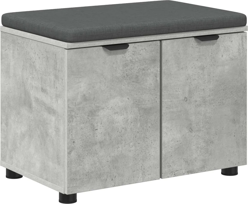 vidaXL Bancă pentru hol cu pernă cu raft Gri Beton 60 x 38 x 46 cm