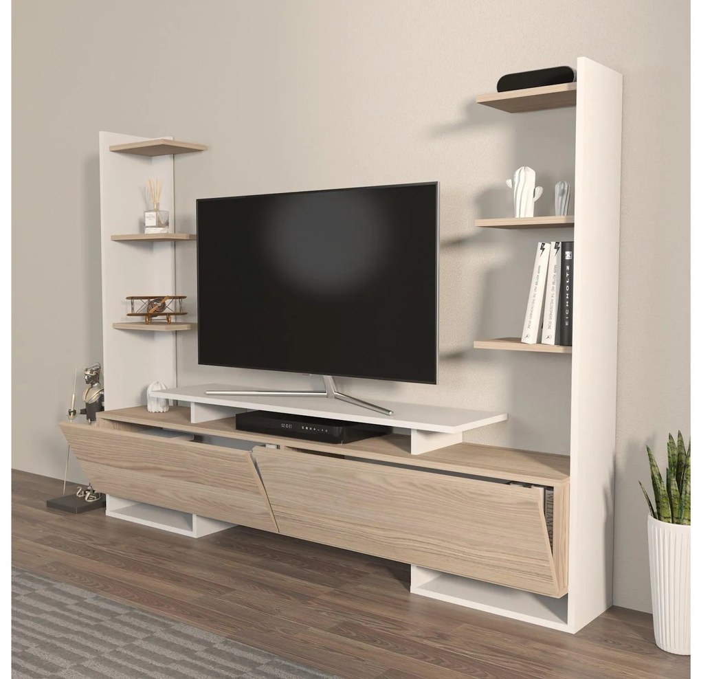 Mobilier living Avianne (alb + stejar). 1101399