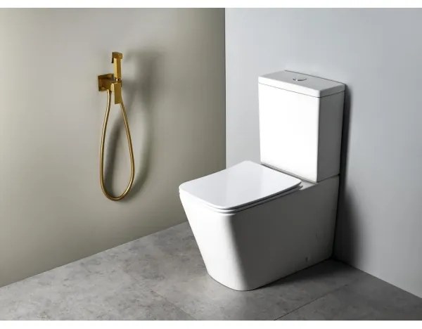 Sapho - Baterie pentru bideu CUBEMIX, cu duș, pentru montaj încastrat, auriu mat