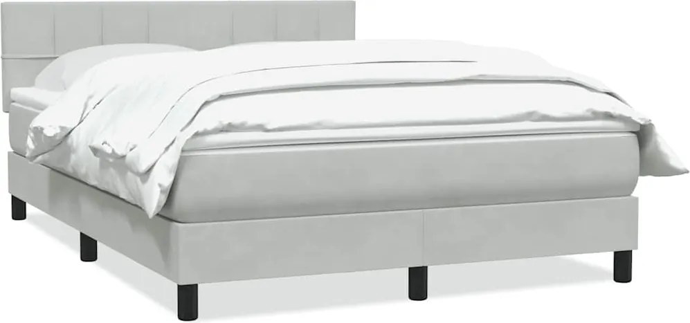 vidaXL Pat box spring cu saltea, gri deschis, 160x220 cm, catifea