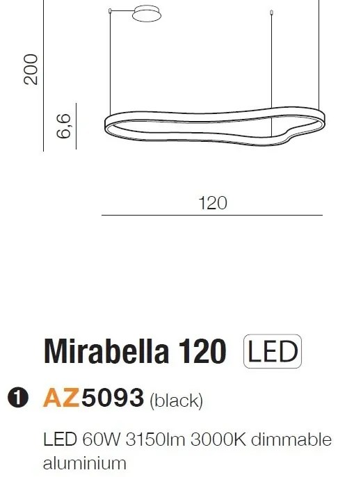 Lustra LED XXL suspendata design modern MIRABELLA 120 3000K DIMM BK