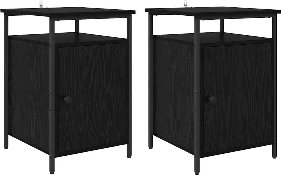 vidaXL Dulap de noapte 2 pcs Stejar Negru 40 x 42 x 60cm Lemn compozit