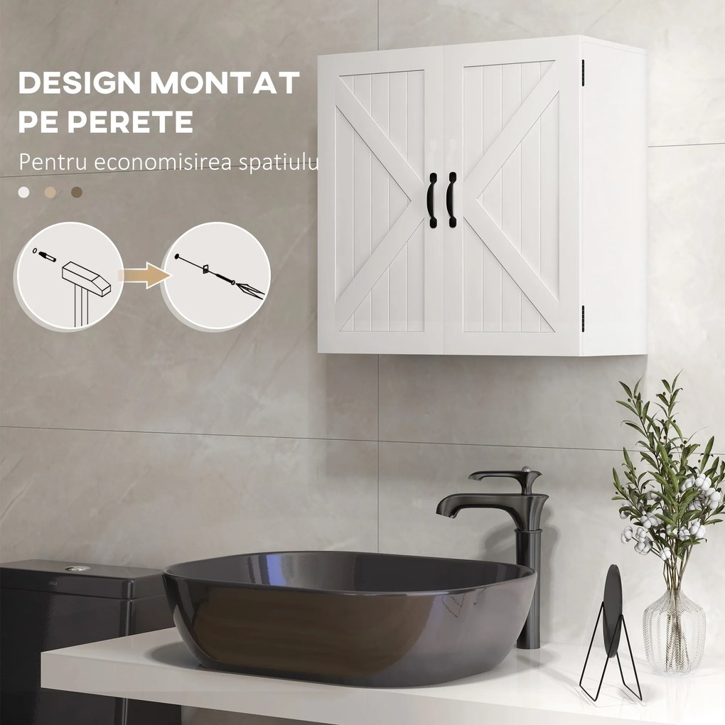 Kleankin Dulap Baie, Depozitare deasupra Toaletei, Raft, Alb | Aosom Romania