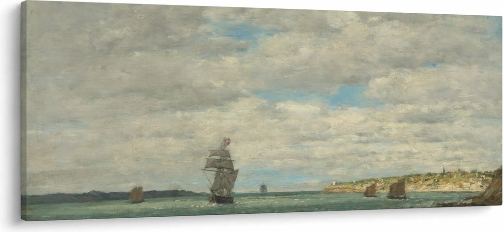 Tablou - Eugène Boudin, Coast of Brittany, reproducere (120x50 cm)