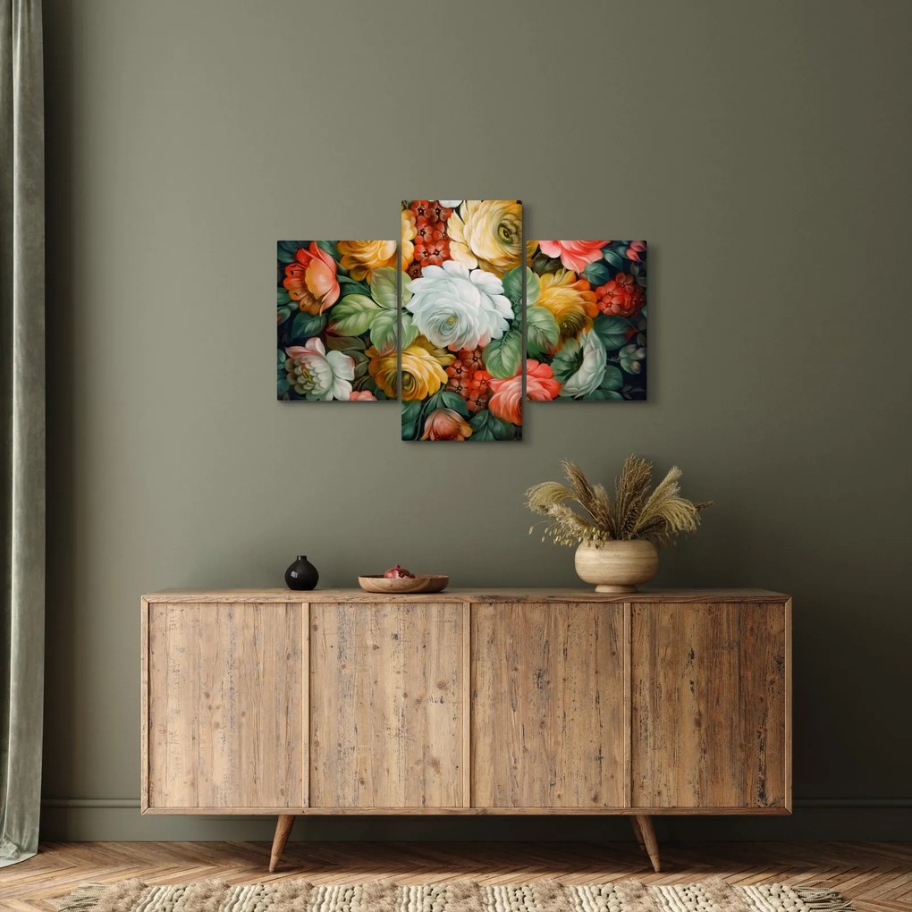 Tablou cu buchet pictat de flori (90x60 cm)