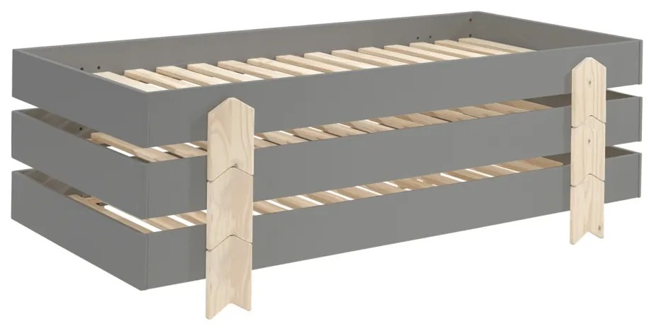 Set MODULO format din 3 Pat copii MODULO (90 x 200 cm) cu picioare Pat copii în formă de săgeată.