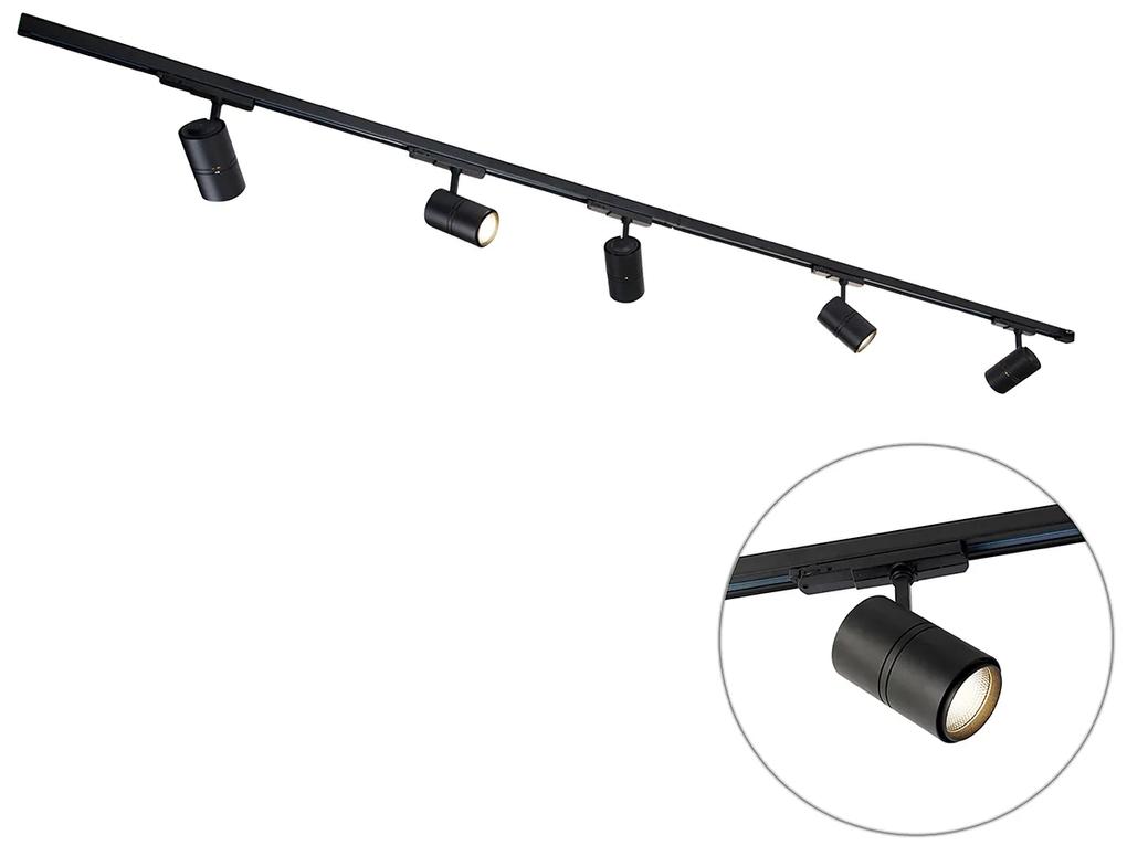 Sistem de șine negru cu LED reglabil cu 5 lumini trifazate stânga - Riglă 38