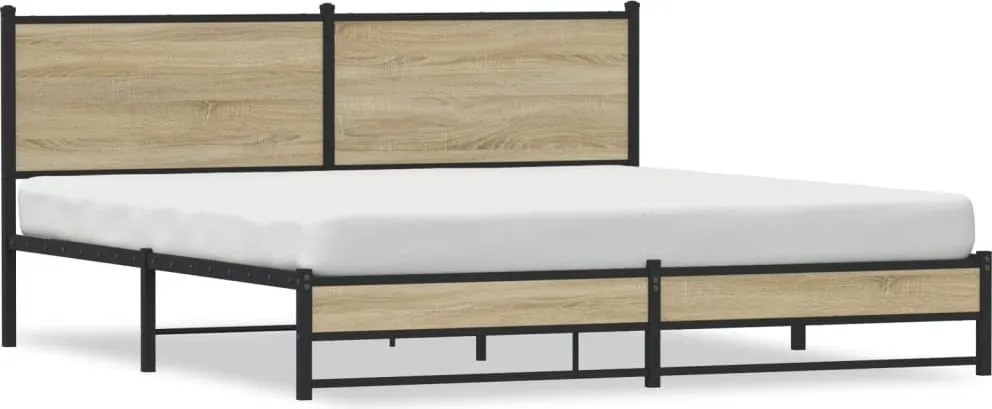 vidaXL Cadru de pat metalic fără saltea, stejar sonoma, 160x200 cm