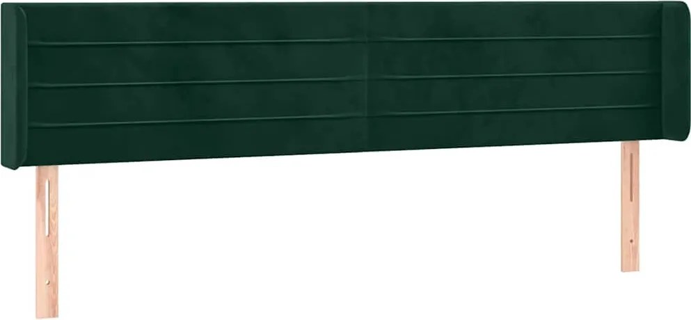 vidaXL Tăblie de pat cu aripioare verde închis 183x16x78/88 cm catifea